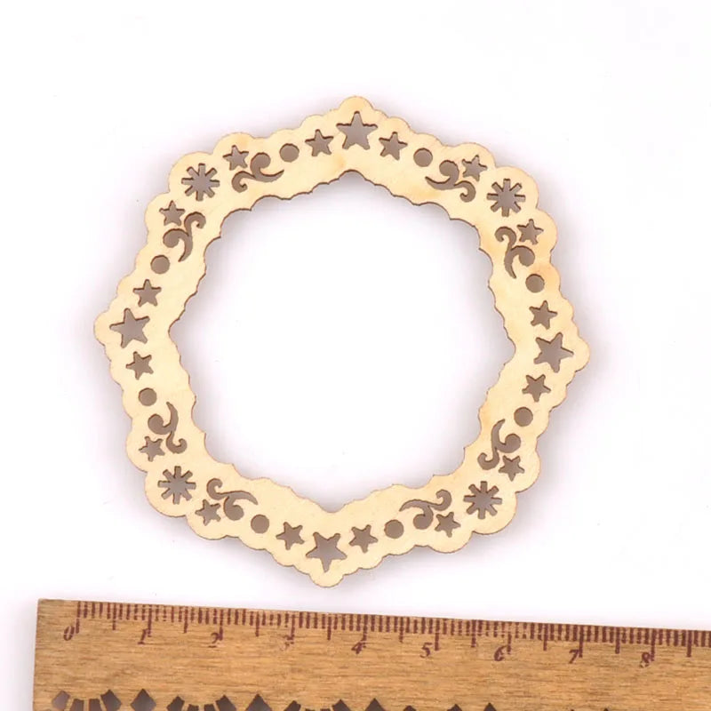 Hollow Photo Frame Natural Wood Slices DIY Crafts Scrapbook For Kids Handicrafts Wooden Ornaments Home Decoration 5Pcs m2561 Qme 8