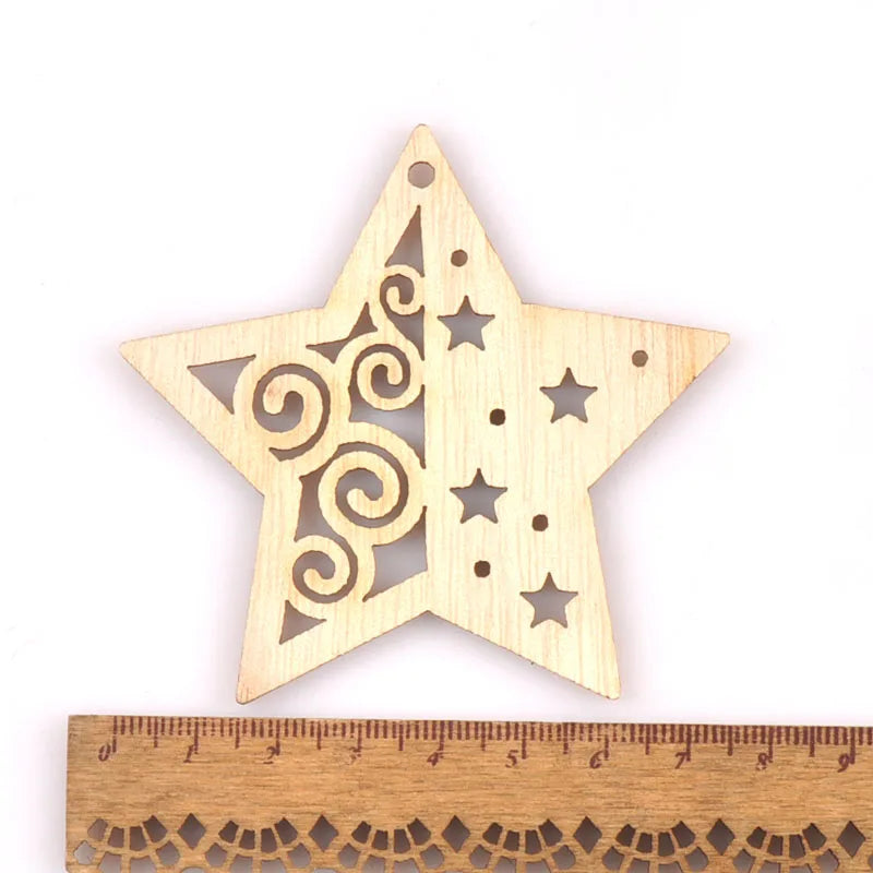 5Pcs Christmas Decorations Snowman Tree Wooden Home Ornament Wood Slices Craft DIY Hanging Pendant Xmas Kid Gift Hemp rope m2557 Qme 3