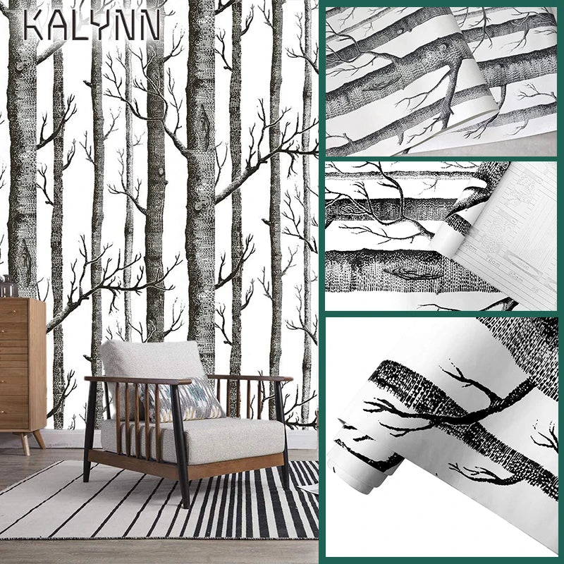 Birch Forest Self-adhesive 3D Wallpaper Living Room Bedroom Wall Qme