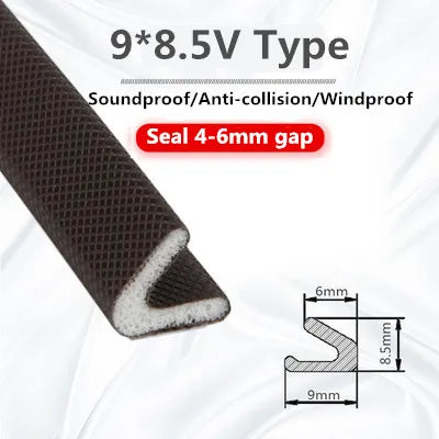 5M Door Window Sealing Strip Self-adhesive Soundproof Dustproof V-type Foam Sealing Tape Windproof Door Seal Gap Filler Qme 9x8.5V