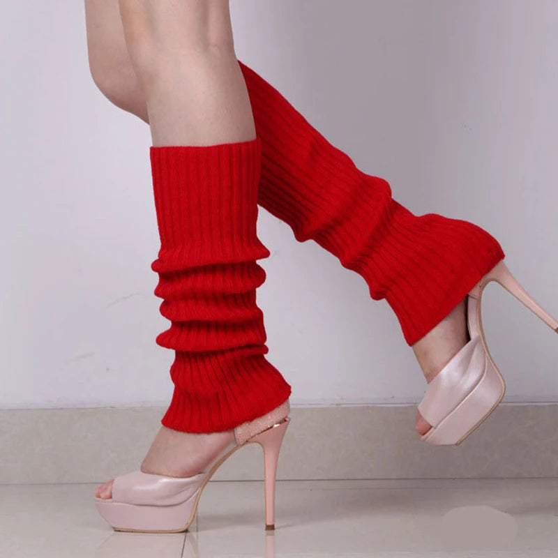Women Knit Winter Leg Warmers Loose Style Lady Boot Knee Stockings Leggings Warm Boots Leg Punk Solid Black Cool Knit Long Socks Qme