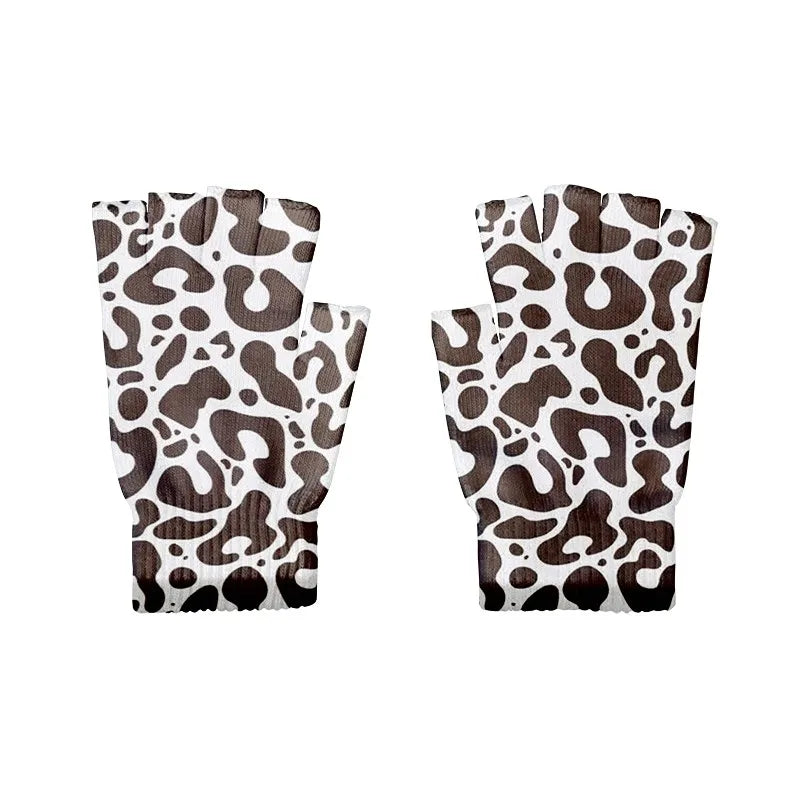 Women Leopard Gloves Fashion Elastic Five Fingers Men's Outdoor Qme style5 One Size China Mainland