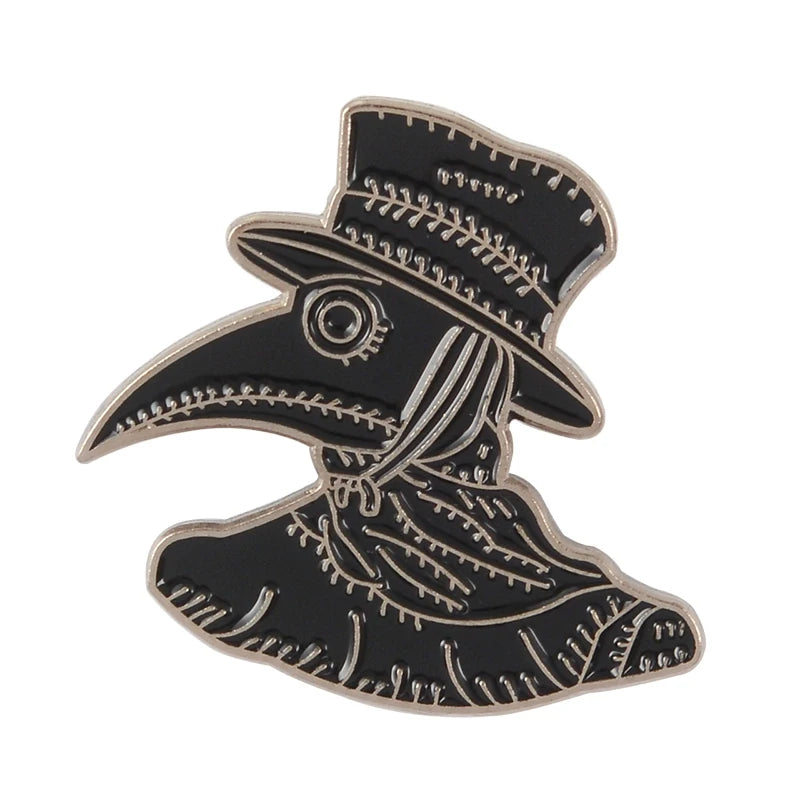 Punk Series Brooches Black and White Skull Home Club Punk Crow's Beak Sleepy Brooch Cartoon Jewelry Lapel Badges Gifts Wholesale Qme SET 4