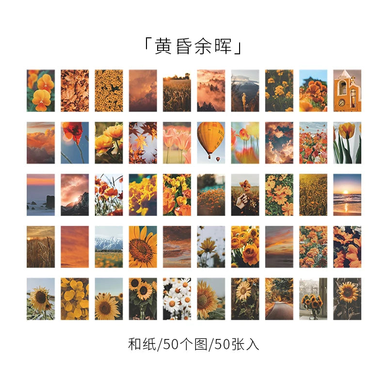 50pcs Life Scenery Sticky Book Style Deco Stationery Scrapbooking Decorative background Stickers Sticky Art Aesthetics Stickers Qme 2