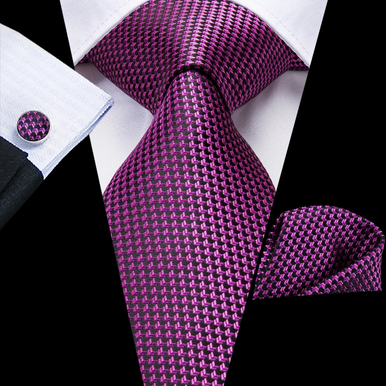 Hi-tie Light Purple Solid Silk Wedding Tie Men Hanky Cufflink Necktie Qme 3527