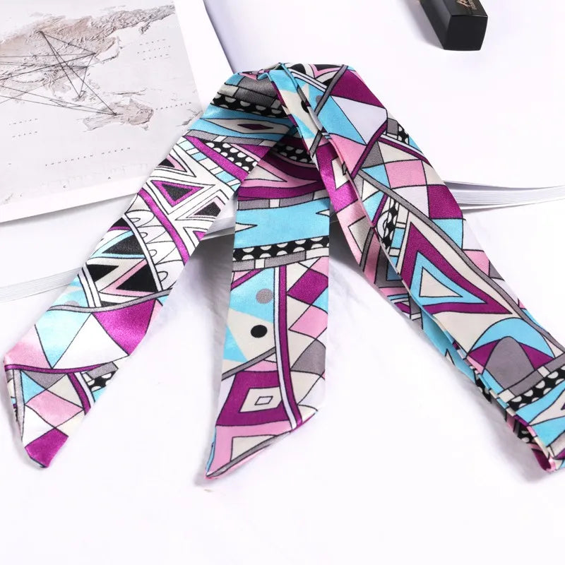 Print Flower Small Scarf Women Handle Bag Ribbons Fashion Head Long Qme SJ-S33