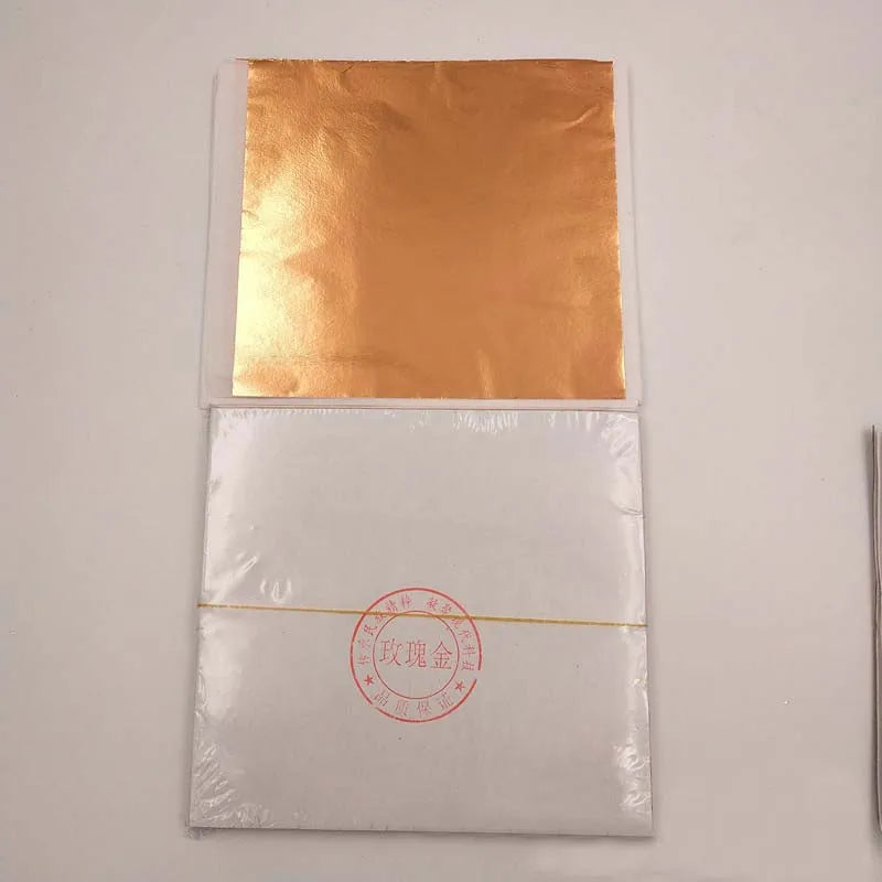 100Pcs Gold Silver Copper Imitation Gold Foil Paper Gilding DIY Craft Art Home Decoration Nail Handmade Supplies 14/16cm c2870 Qme