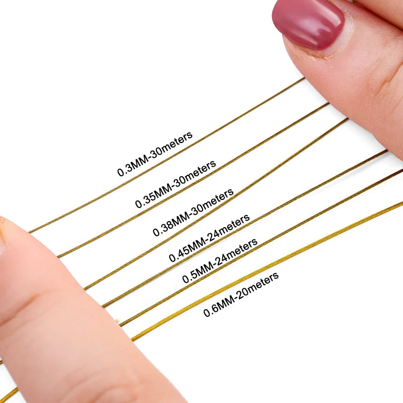 0.3-0.6mm Stainless Steel Bead String Wire Gold Plated Jewelry Wire for Jewelry Making DIY Necklace Bracelet Bead Craftwork Qme
