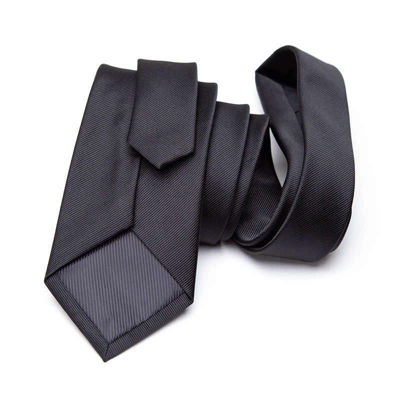 New Mens Tie 8cm 7cm 6cm Classic Black Slim Ties for Men Accessories Neckties Wedding Party Formal Dress Casual Solid Gifts Tie Qme