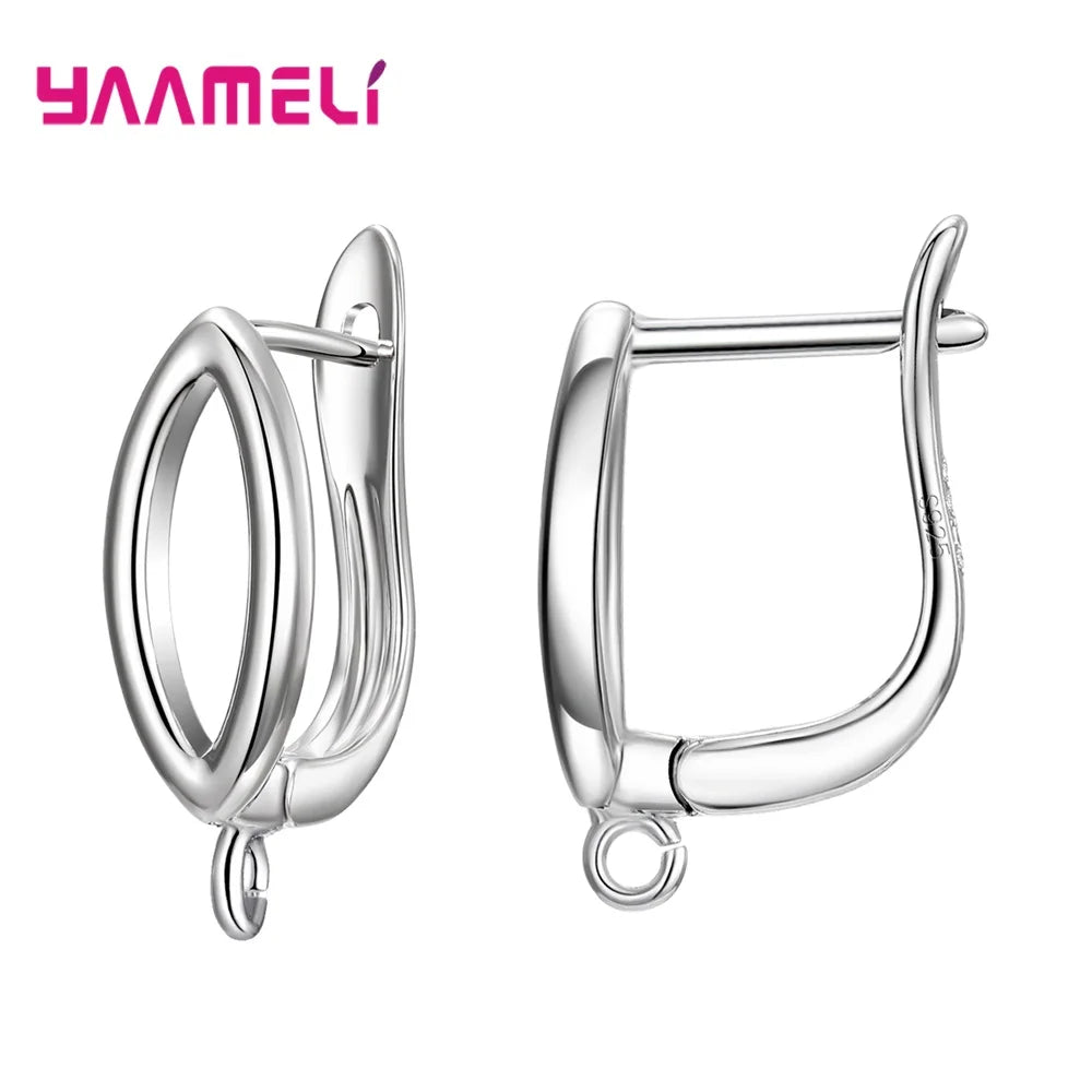 Real 100% S925 Sterling Silver Color Findings Earrings Leverback Earwire Fittings Components Accessories Handmade Supplies Qme Design 12