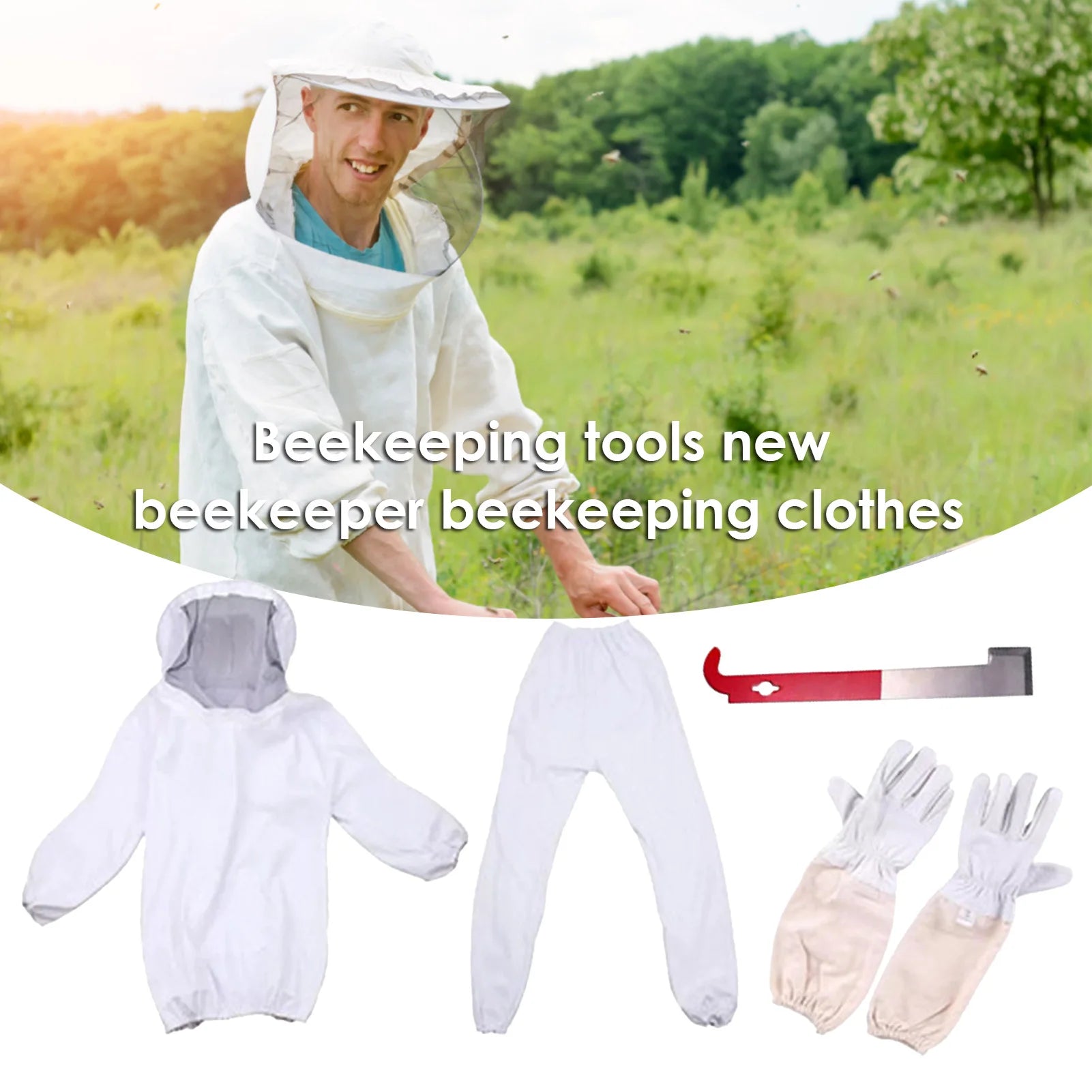 White Split Beekeeping Clothing Professional Bee Protection Beekeeping Suit With Gloves And Bee Hive Tool Beekeeping Calm Qme