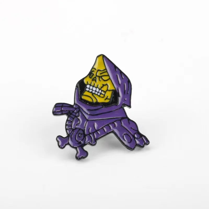 Skeletor Purple Hood Enamel Pins Master Universe Badge Brooch Bag Clothes Lapel Classic Cartoon Jewelry Halloween Gift Wholesale Qme Skeletor
