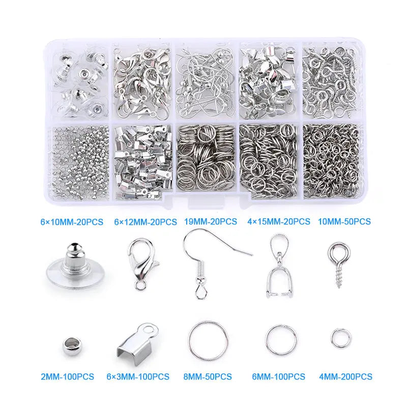 Jewelry Findings Tools Set Alloy Accessories Earring Hooks Clip Buckle Lobster Clasp Open Jump Ring Jewelry Making Supplies Kit Qme 03