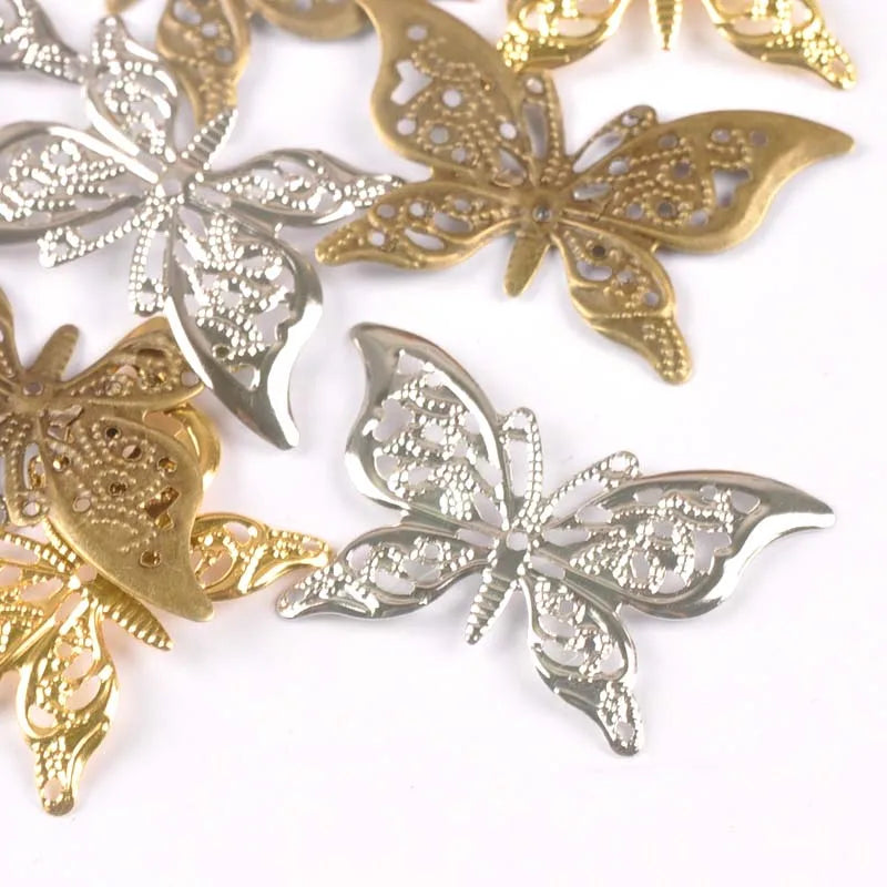 Metal Crafts Mixed Butterfly Connectors Filigree Flower Wraps For DIY Scrapbook Home Decor Embellishments 10Pcs 43x26mm yk0772 Qme