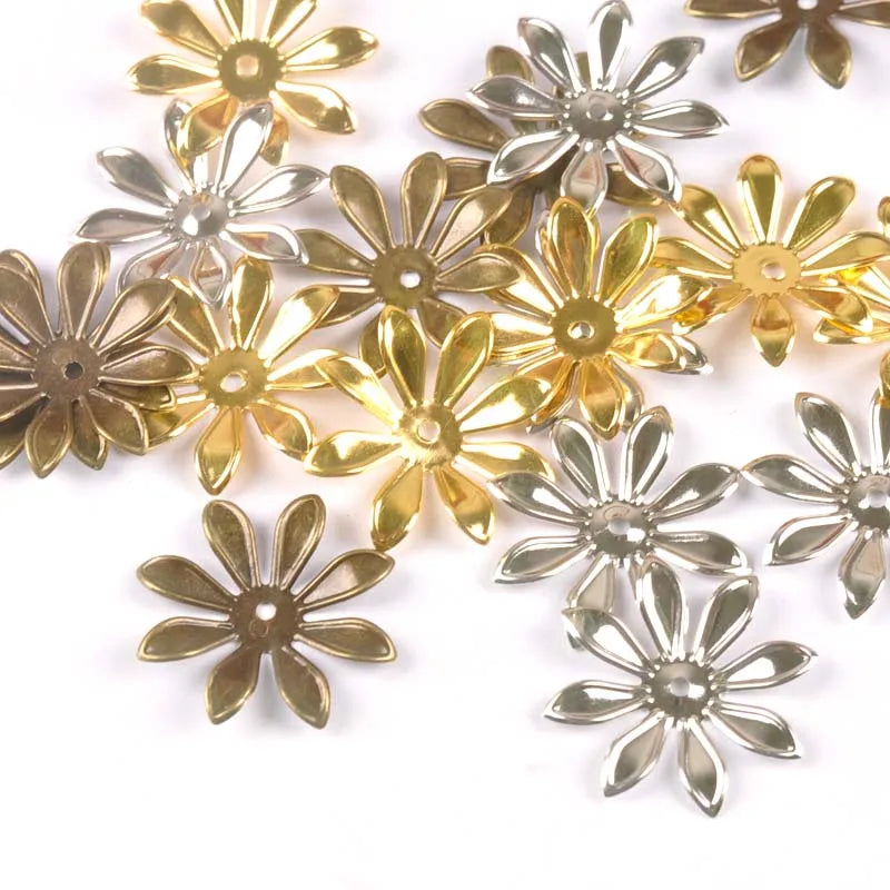 26mm 20pcs Gold Silver Bronze Flower Connectors Filigree Wraps For DIY Scrapbook Home Decor Embellishments Metal Crafts yk0771 Qme