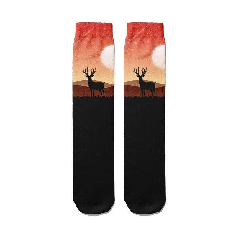 Novelty Hip Hop Harajuku Socks Cartoon Lighthouse Personalized Kawaii Qme style3 One Size China Mainland