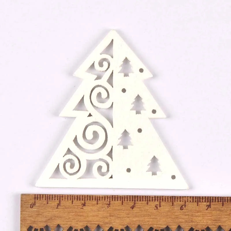 5pcs+1m hemp rope Christmas Tree Ornament Wooden Hanging Pendants White angels/stars/snowflakes Christmas Decorations for Home Qme 6