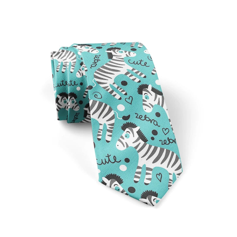 Fashion School Skinny Ties Boys Girls Casual Cartoon Zebra Monkey Qme style1 China Mainland