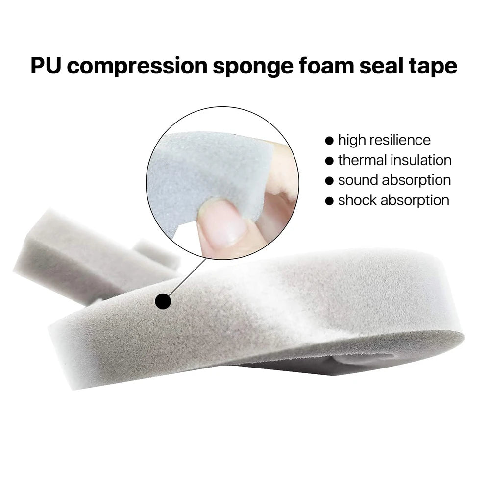 4M PU Sponge Foam Seal Strip Tape Adhesive Anti Collision Soundproof Weather Stripping for Doors Windows Furniture Protection Qme