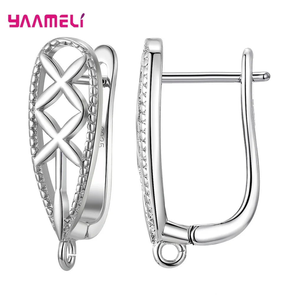 Real 100% 925 Sterling Silver Color Zircon Findings Earrings Leverback Earwire Fittings Components Accessories Handmade Supplies Qme Design 37