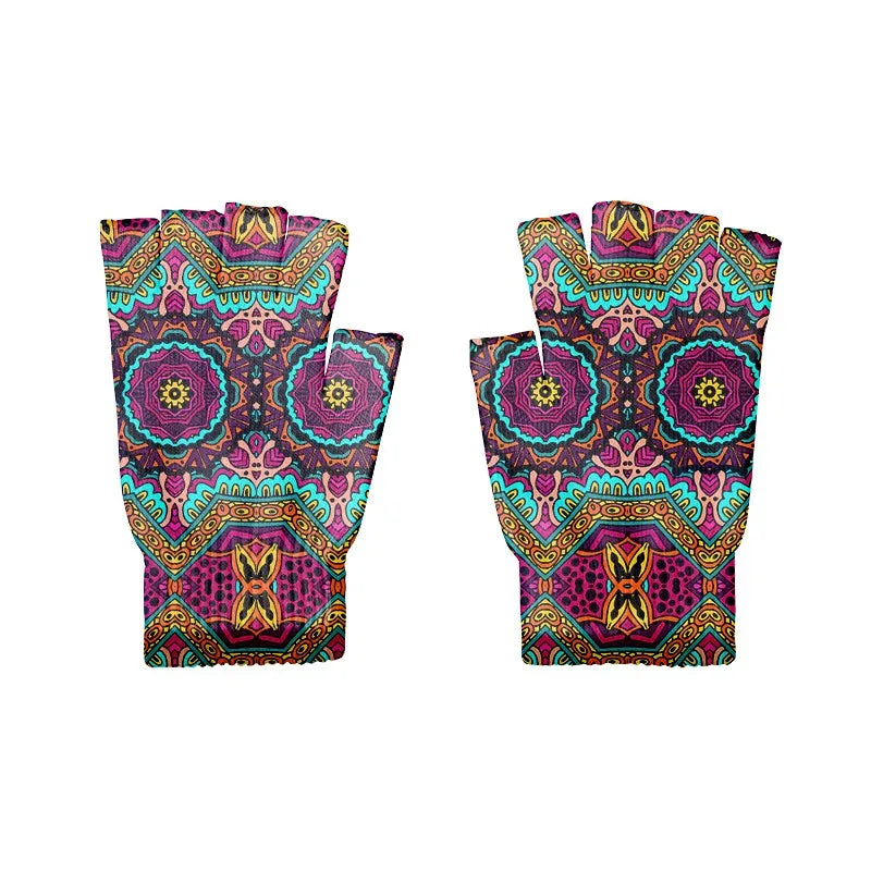 Stylish Simple Mandala Gloves Half Finger Sports Fingerless Knitted Qme style1 One Size China Mainland