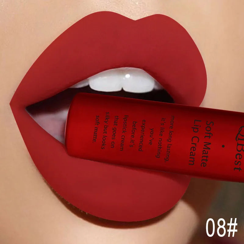 QIBEST Matte Liquid Lipstick Sexy Red Black Nude Lipgloss Waterproof Long Lasting Velvet Lip Gloss Makeup Lip Stain Tint 34Color Qme 8