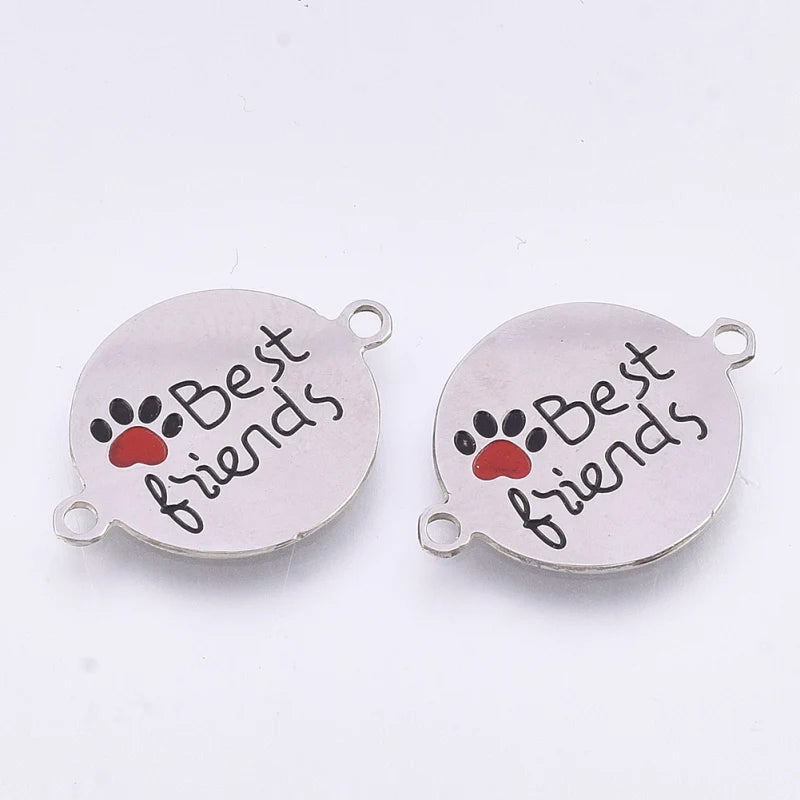 PandaHall 5Pcs 304 Stainless Steel Word Pendants Fit Bracelet Necklace Connectors Charms for Craft DIY Jewelry Making Findings Qme 01