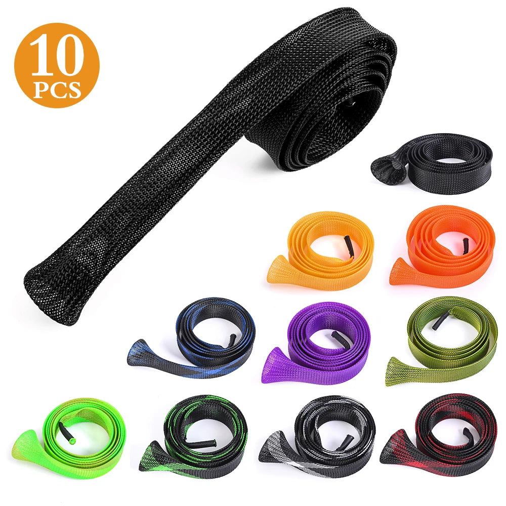 10 pcs 170cm Fishing Rod Cover Elastic Tangle Fishing Rod Protective Sheath Jacket Net Tube Cover Sleeve Fishing Rod Protective Qme