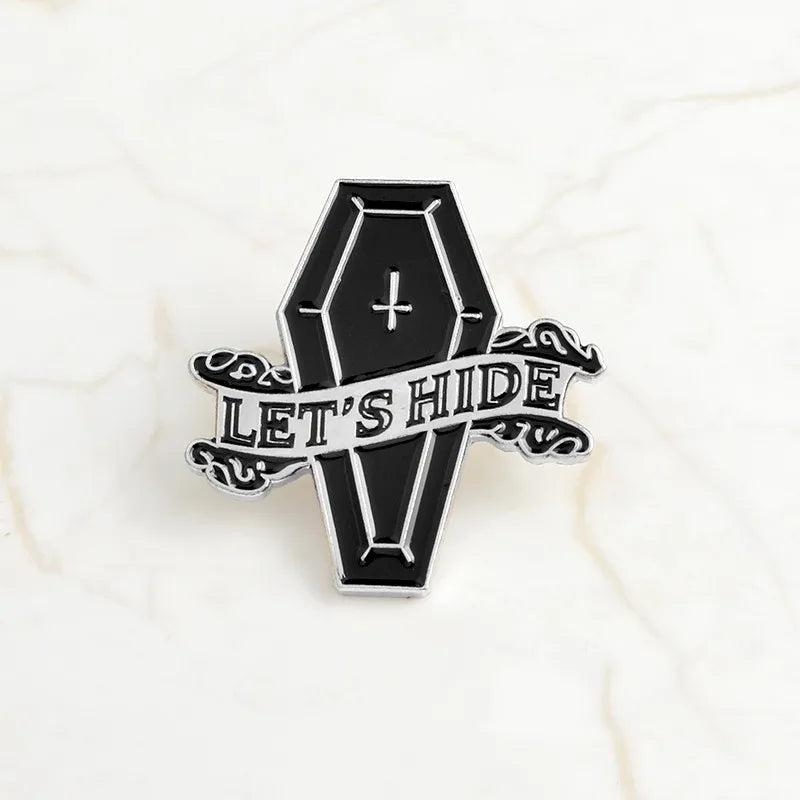 Gothic Dark Coffin Punk Enamel Pins Black Humor Brooches Badges Backpack Denim Shirt Lapel Pin Punk Dead Jewelry Gift Wholesale Qme hide