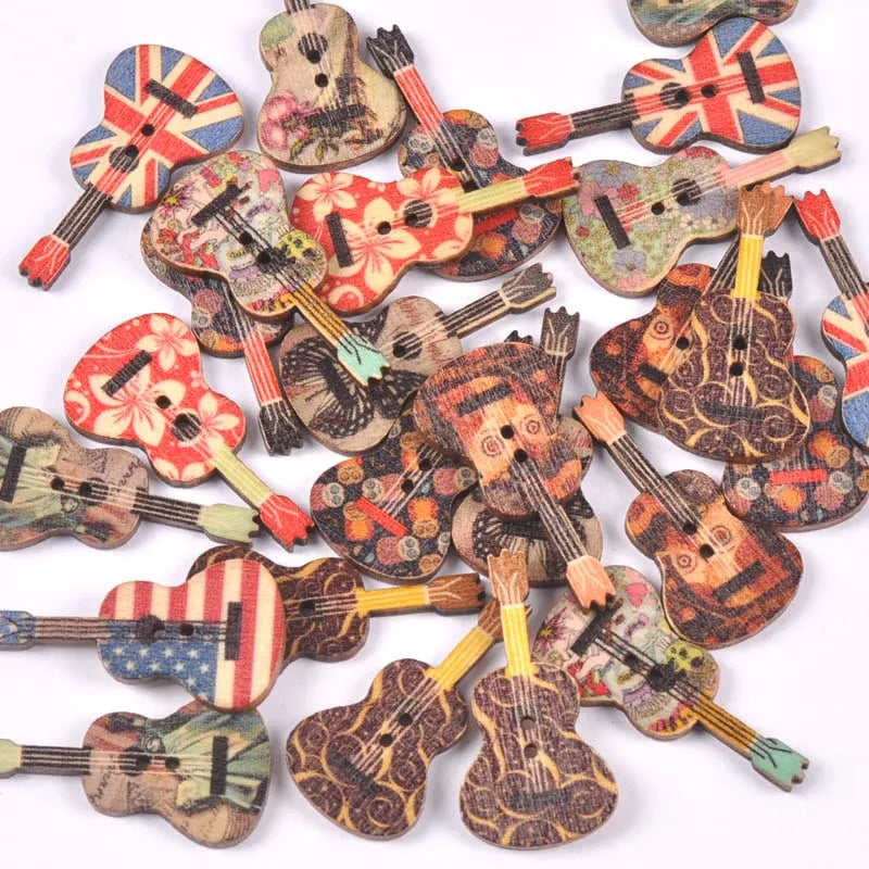 2 Hole Vintage Mixed Cartoon Painting Wooden Buttons For Clothes Sewing Crafts Scrapbooking DIY Kid Apparel Supplies 25pcs m1893 Qme 11