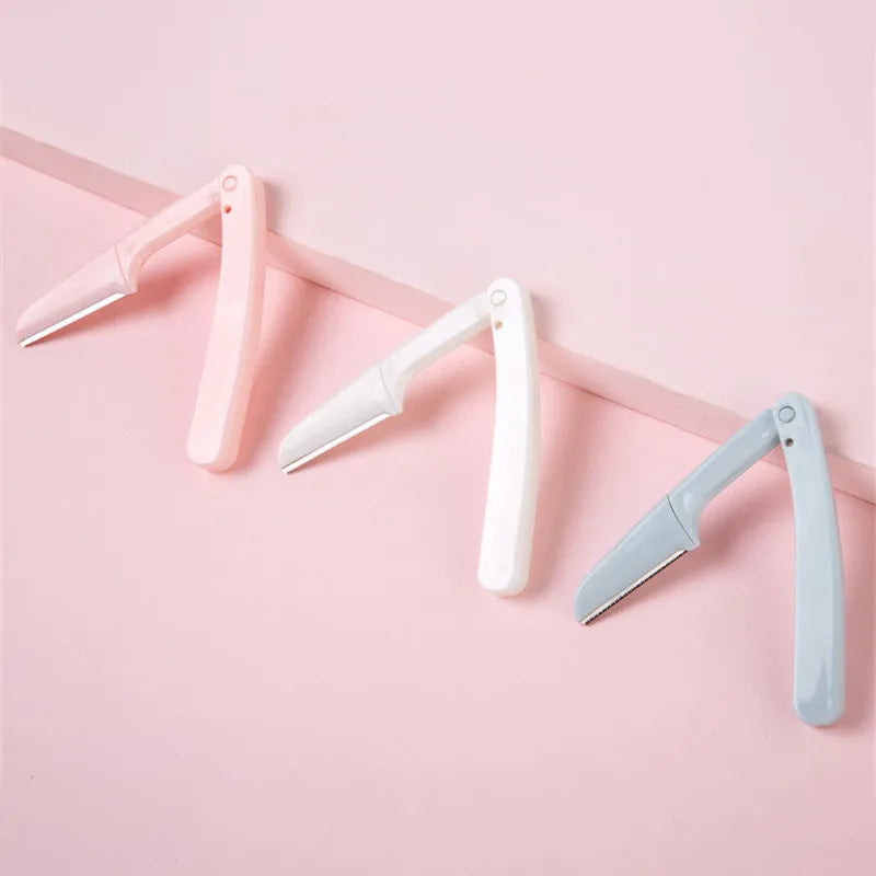1/3pcs Foldable Portable Eyebrow Trimmer Makeup Facial Eyebrow Lip Folding Razor Hair Remover Sharp Stainless Steel Makeup Tools Qme