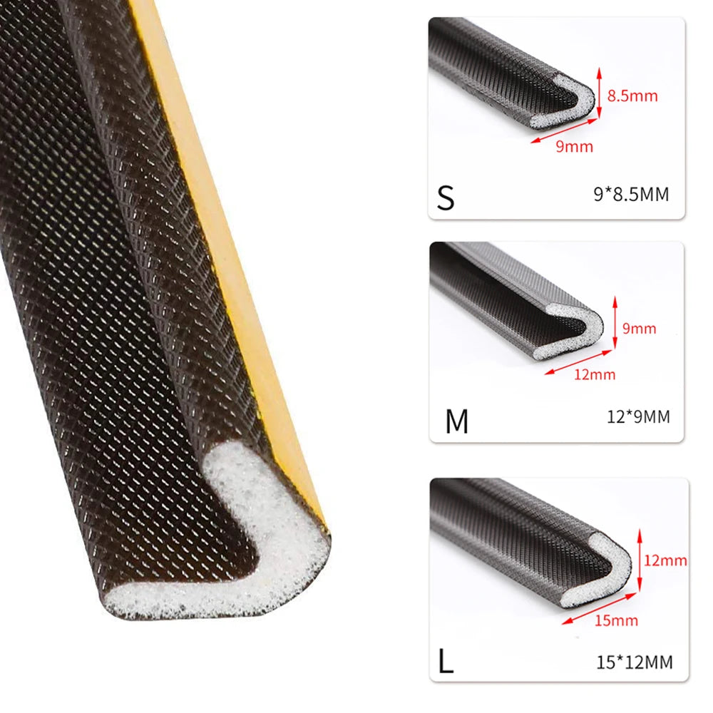 V Shape Adhesive Weather Stripping Door Frame Seal PU Foam Window Insulation Anti Collision Soundproof Tool Brown Qme