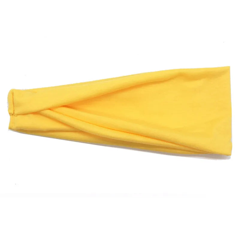 Women Cotton Head Band Fashion Hair Bands Woman Solid Turban Twist Qme Gold 10cm-22cm