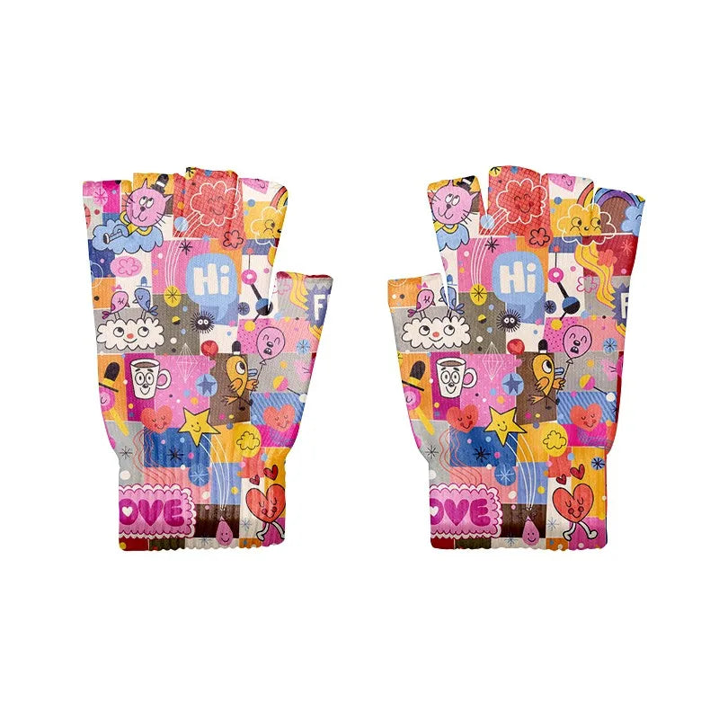 Women Men Cartoons Knitted Gloves Unisex Cute Cycling Finger Autumn Qme style3 One Size China Mainland