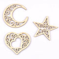 Unfinished Moon/Star/heart Shape Hanging Pendant Wood Slices Crafts For DIY Scrapbook Home Decor Wooden Ornament 5pcs 80mm m2577 Qme mix