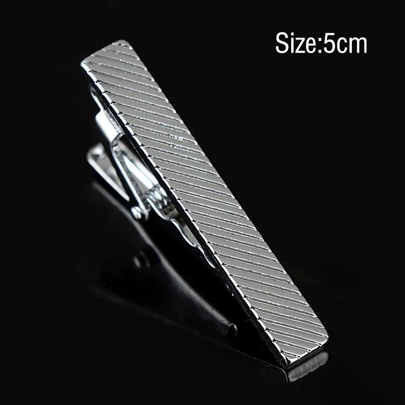 Tie Clips Men Simple Fashion Stripe Metal Tone Bar Clasp Practical Qme