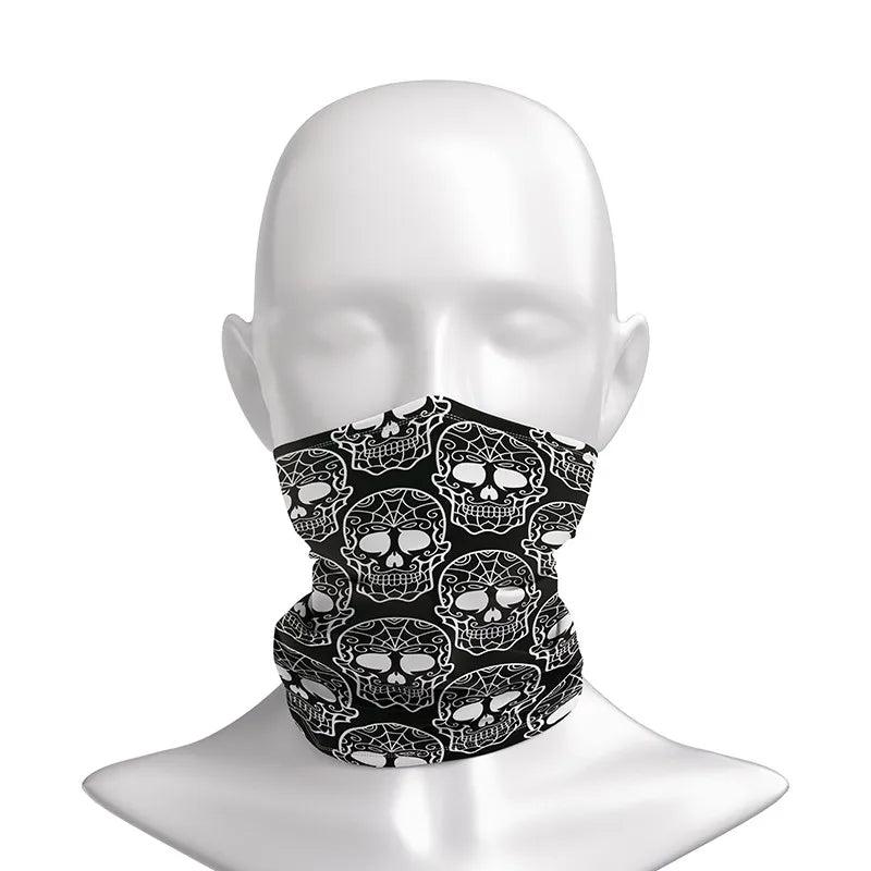 Cool 3D Skull Faces Scarf Women Turban Magic Scarves Outdoor Anti-UV Qme