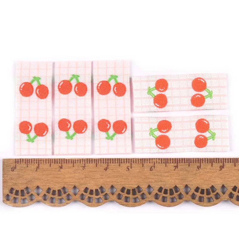 50Pcs Fruits Embroidery Cherry/Avocado Labels For Sewing Accessories Washable Care Bags Clothes Handmade Crafts Garment Tags Qme 1