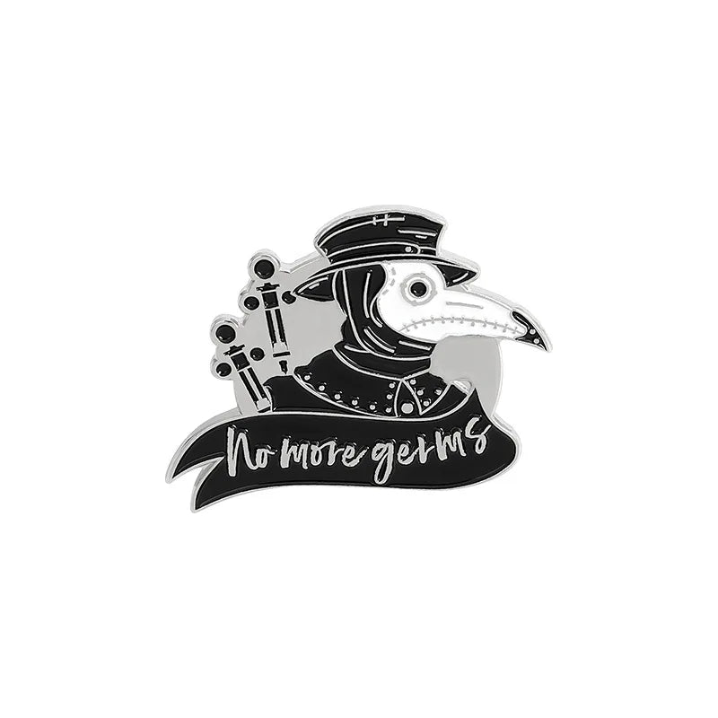 Punk Plague Doctor Enamel Lapel Pins Gothic Brooches Badges Black Death Fashion Pins Gifts for Nurse Friends Jewelry Wholesale Qme 10