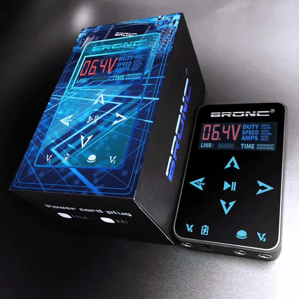 BRONC Power Supply For Two Tattoo Machine Gun UPGRADE Touch Screen Intelligent Digital LED Display Supply Qme