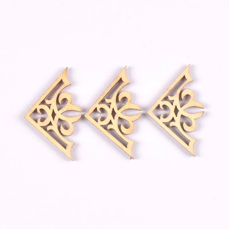 20pcs Wooden Ornament Book Corner Protector DIY Crafts Home Decoration Box Book Scrapbook Album Corner Wood Slices 27x27mm m1903 Qme m1903-2 1