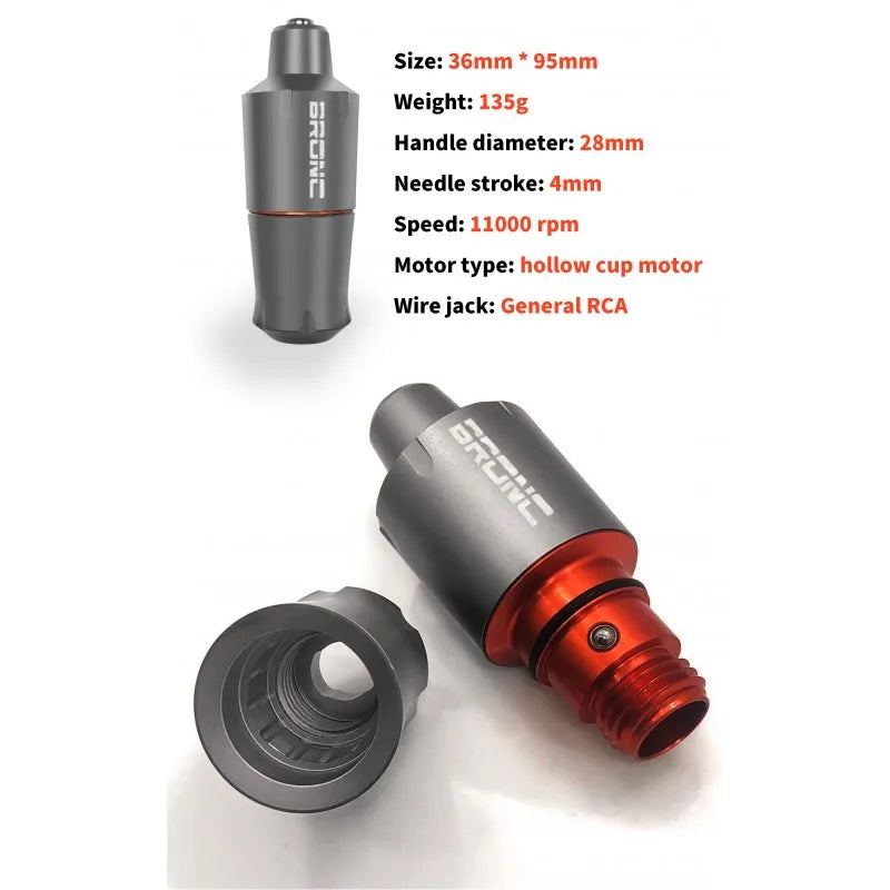 Original HUMMINGBIRD Powerful BRONC V9 Rotary Tattoo Machine Short MINI Tattoo Pen With Swiss Motor Qme