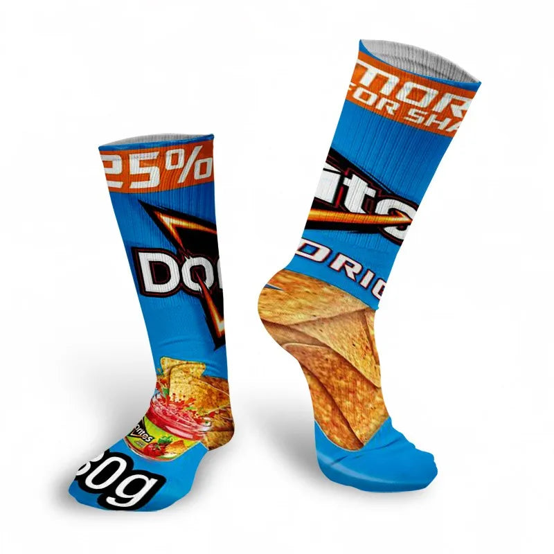 Creativity Long Socks Female Art 3D Printed Potato Chips Tomato Qme style4 One Size China Mainland