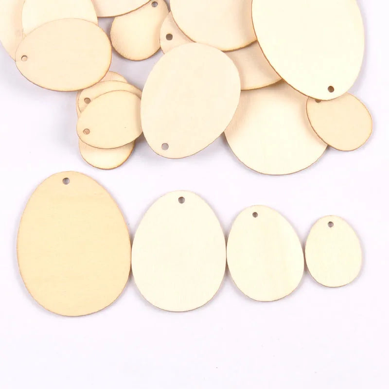 30-120mm Easter Egg Wood Slices Pendant Craft For DIY Scrapbooking Drop Hanging Wooden Ornaments Home Decor m2570 Qme 40mm 50pcs