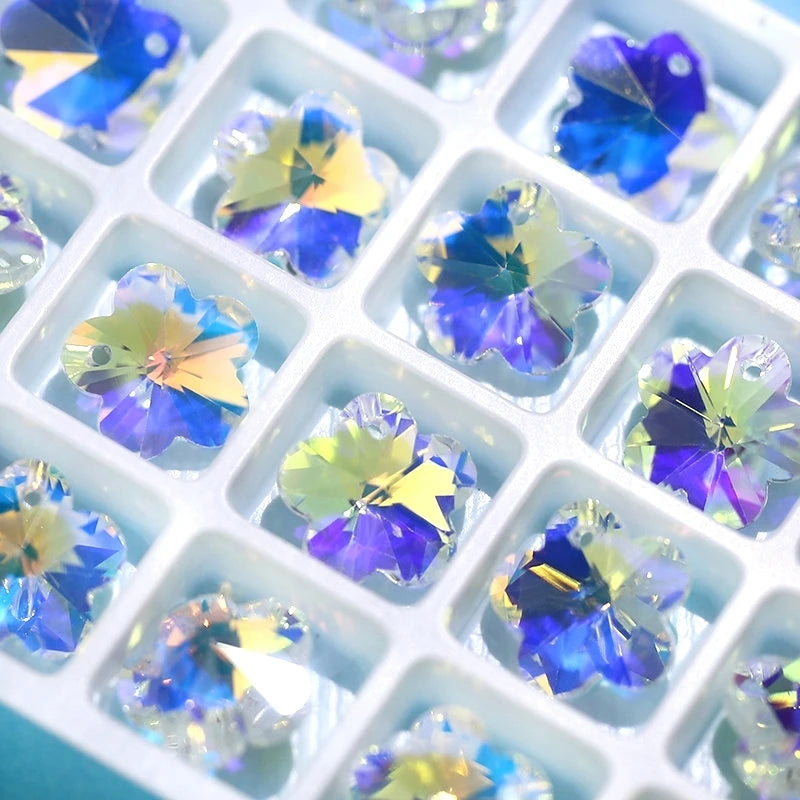 14mm 28pcs/pack Crystal AB Pendant Glass Beads Crystal Gems Charms For Jewelry Making Necklaces Earrings DIY Best Quality Qme flower