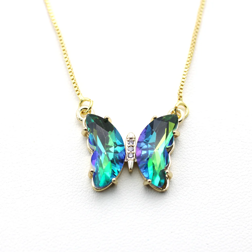 New AA Cubic Zircon Elegant Limited Jewelry Crystal Butterfly Double Sided Necklace Ladies Simple Style Jewelry Gift Qme