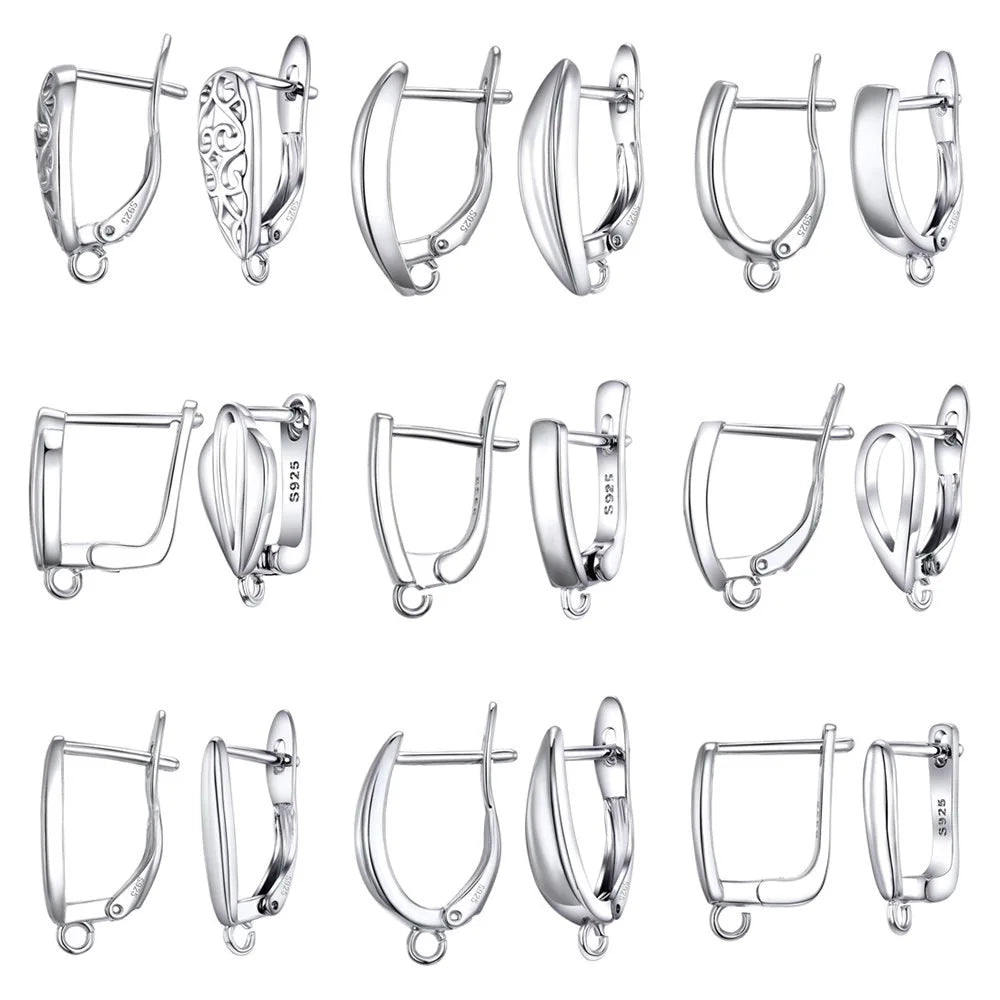 Real 100% S925 Sterling Silver Color Findings Earrings Leverback Earwire Fittings Components Accessories Handmade Supplies Qme