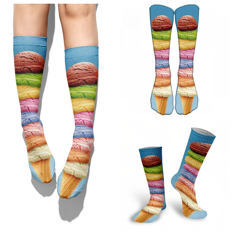 Candy Ice Cream 3d Patterned Socks Funny Soft Autumn Winter Sports Qme
