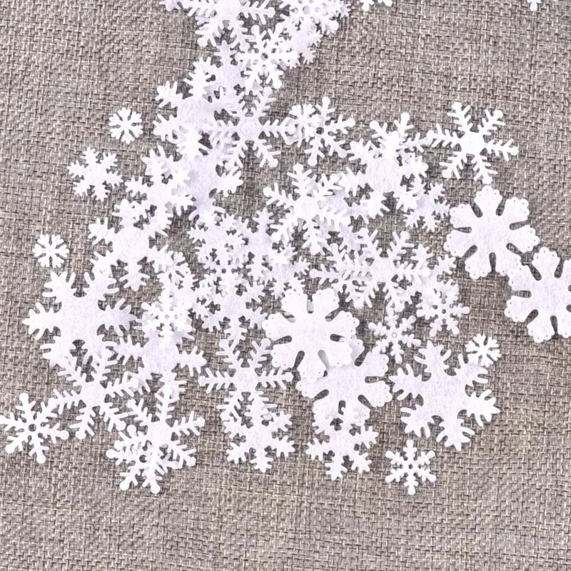 100Pcs/lot Mix Applique Polyester Felt Artificial Snowflake Patch Sticker Non-woven Patches For DIY Crafts Christmas Decoration Qme