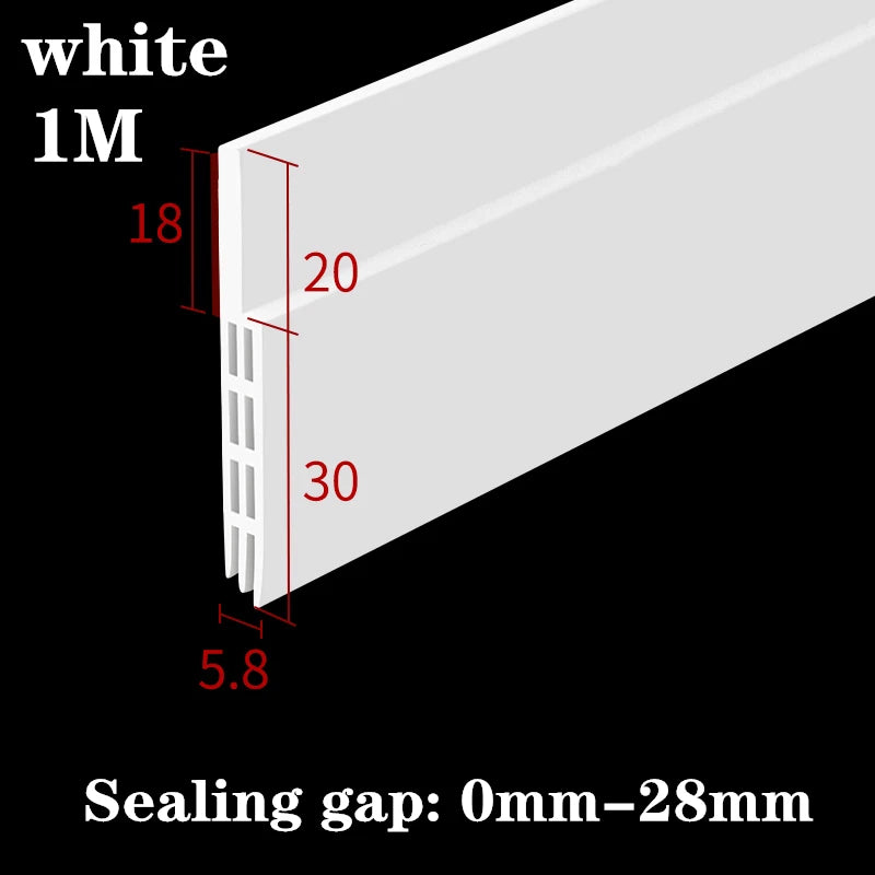 Under Door Draft Stopper Strong Adhesive Dust and Noise Insulation Weather Stripping Energy Saving Wind Blocker Seal Tool Qme white 1M